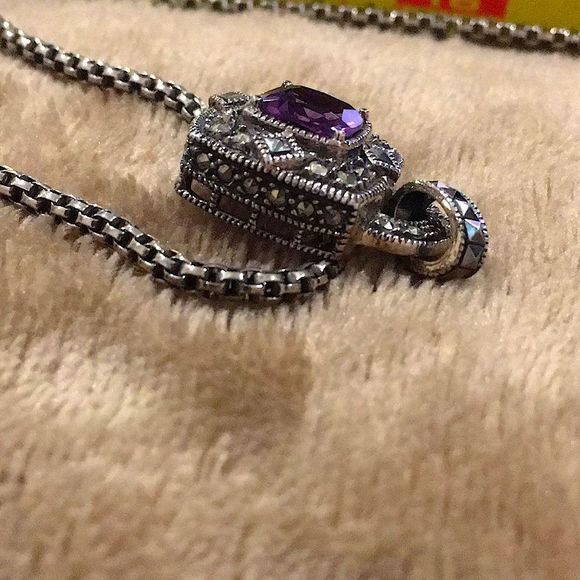 JUDITH JACK Amethyst Marcasite Sterling Necklace - Picture 9 of 16